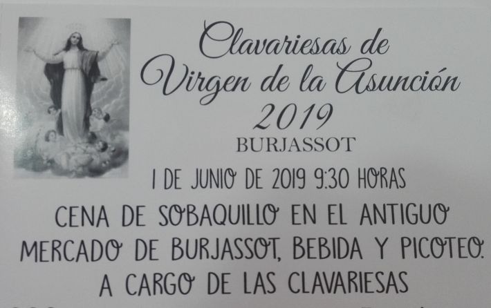 Cena clavariesas Virgen de las Asunción