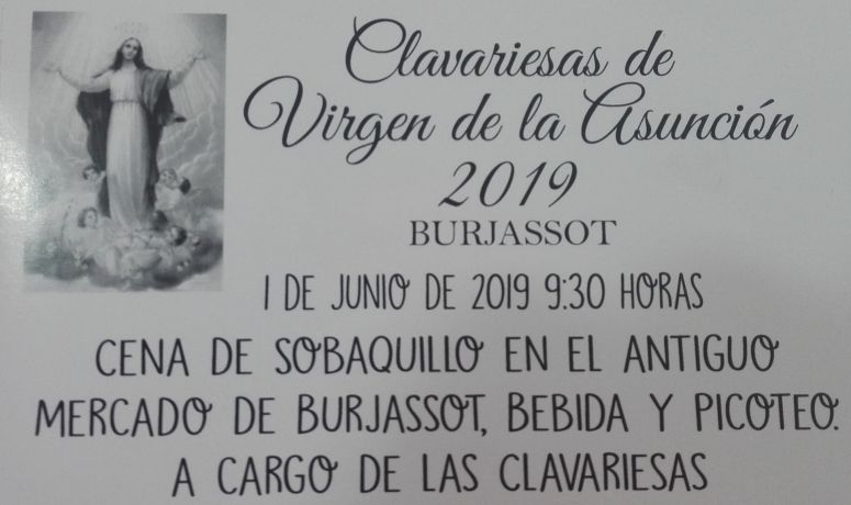 Cena clavariesas Virgen de las Asunción