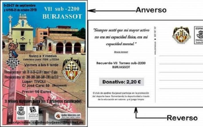 CLUB AJEDREZ BURJASSOT- Tarjeta prepago septiembre 2019