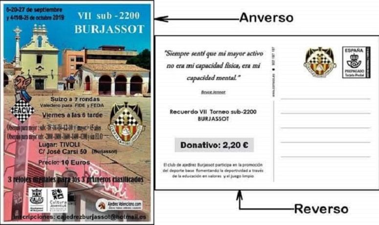 CLUB AJEDREZ BURJASSOT- Tarjeta prepago septiembre 2019