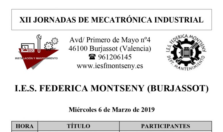 XII Jornadas Mecatronica Industrial IES FEDERICA MONTSENY