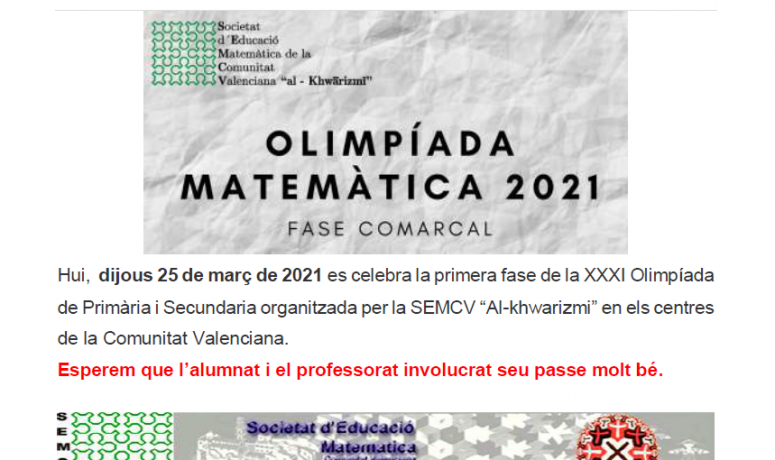 XXXI Olimpiada Matemática 25-03-2021