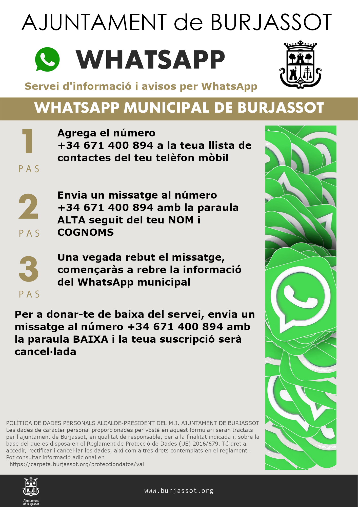 Servicio de información y avisos por WhatsApp